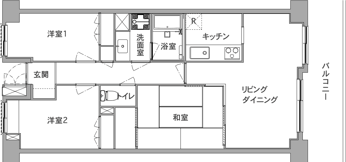 中古マンションのリノベーション前の間取り図