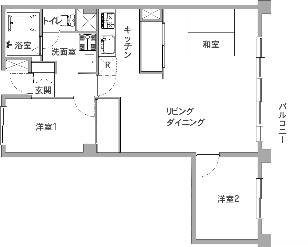 中古マンションのリノベーション前の間取り図