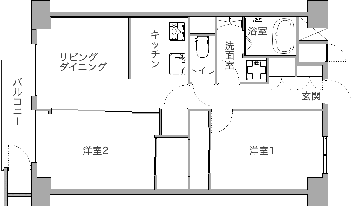 中古マンションのリノベーション前の間取り図