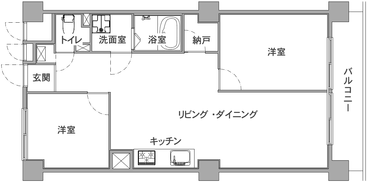 中古マンションのリノベーション前の間取り図