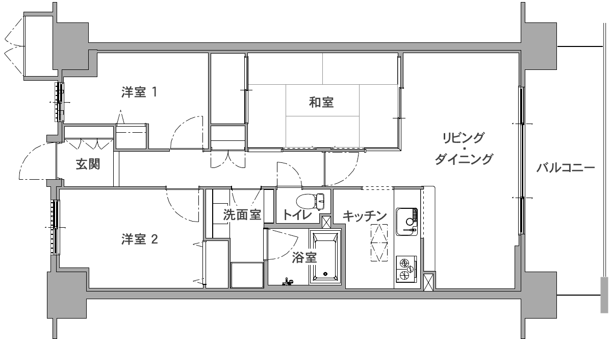 中古マンションのリノベーション前の間取り図