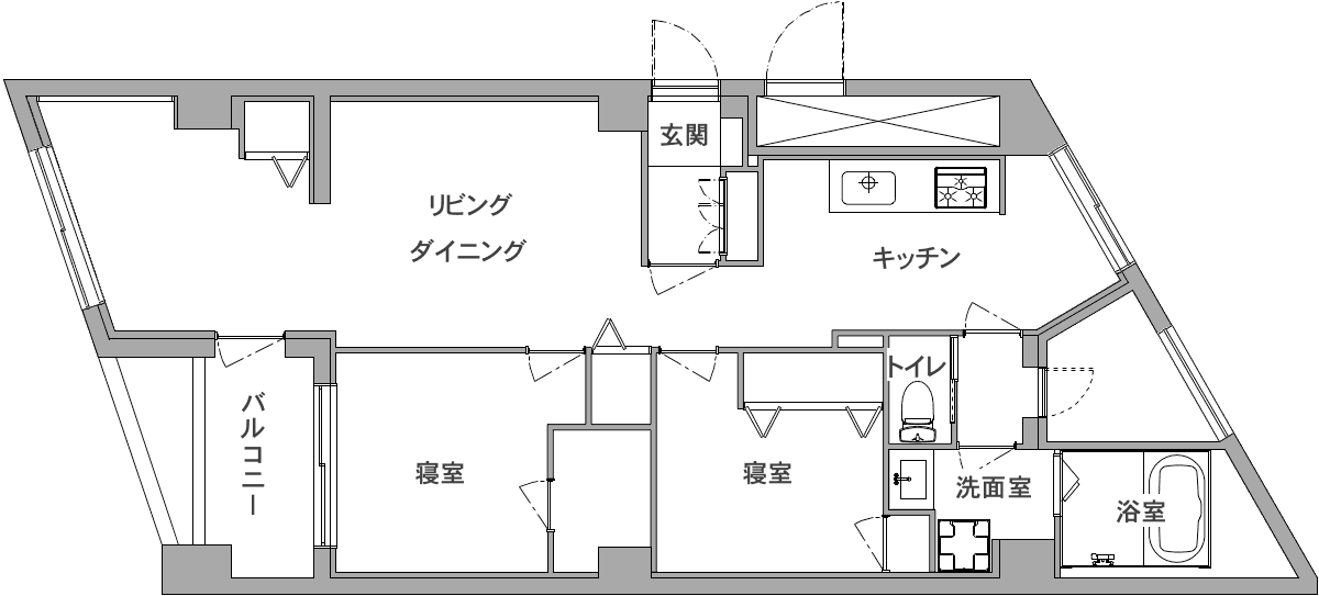 中古マンションのリノベーション前の間取り図