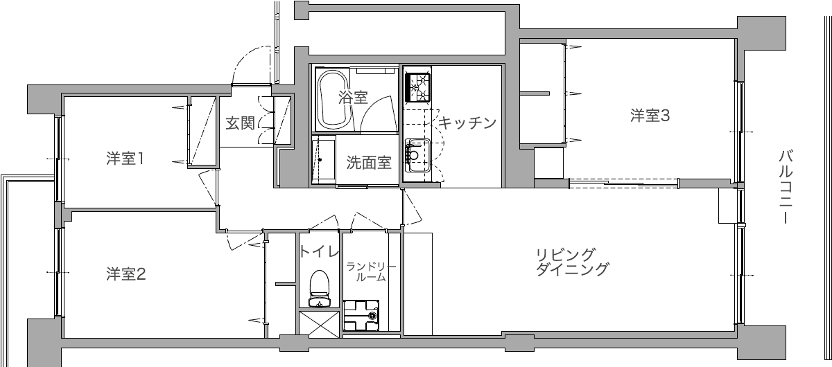 中古マンションのリノベーション前の間取り図