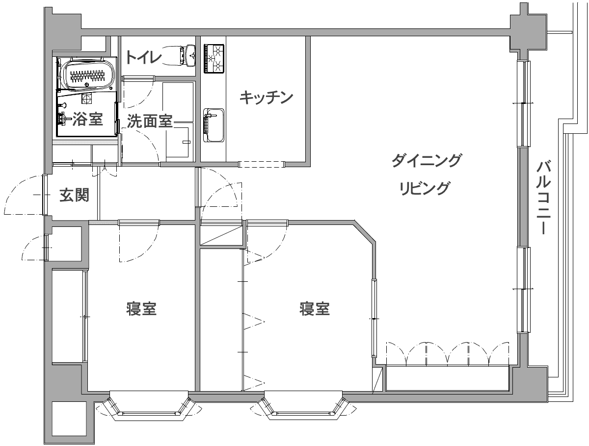 中古マンションのリノベーション前の間取り図