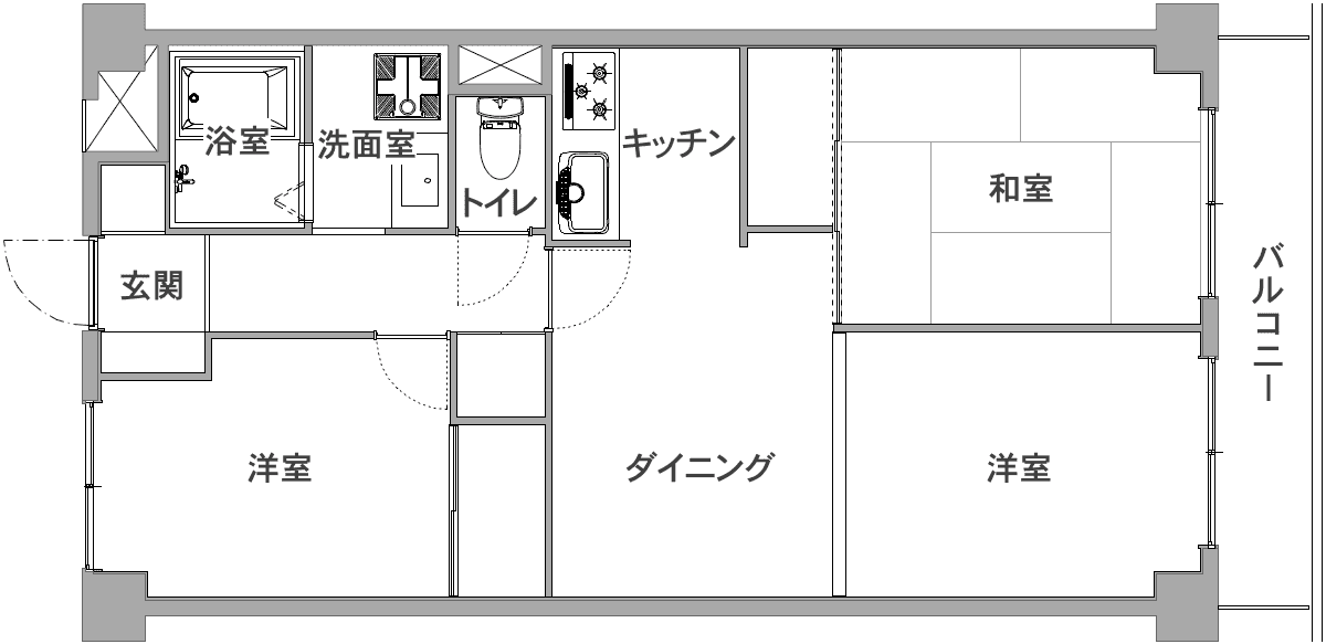 中古マンションのリノベーション前の間取り図