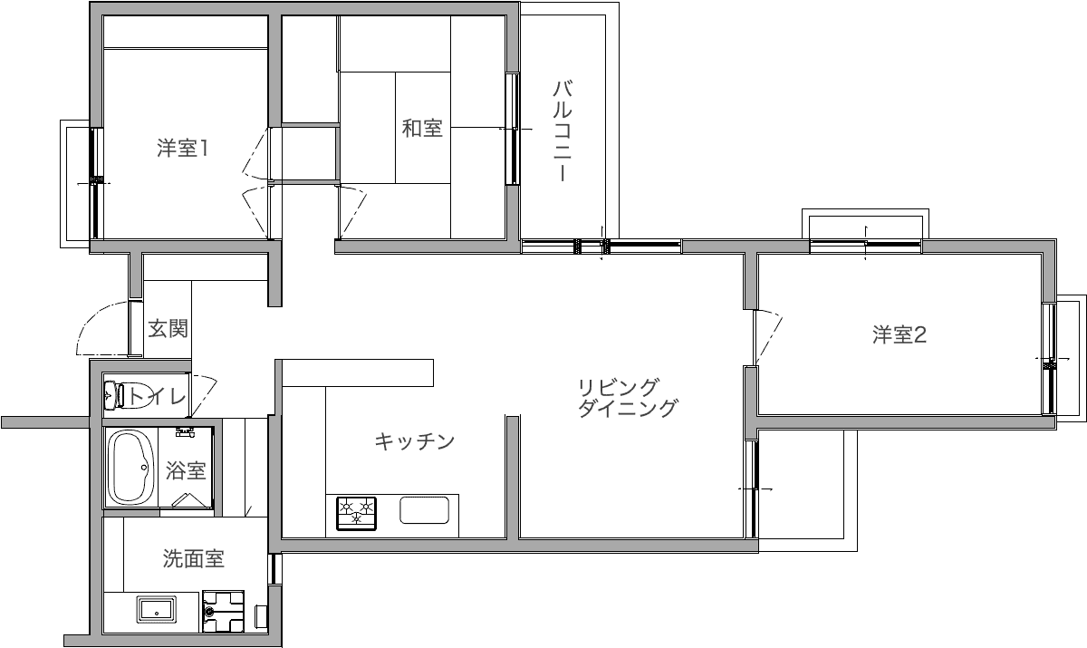 中古マンションのリノベーション前の間取り図